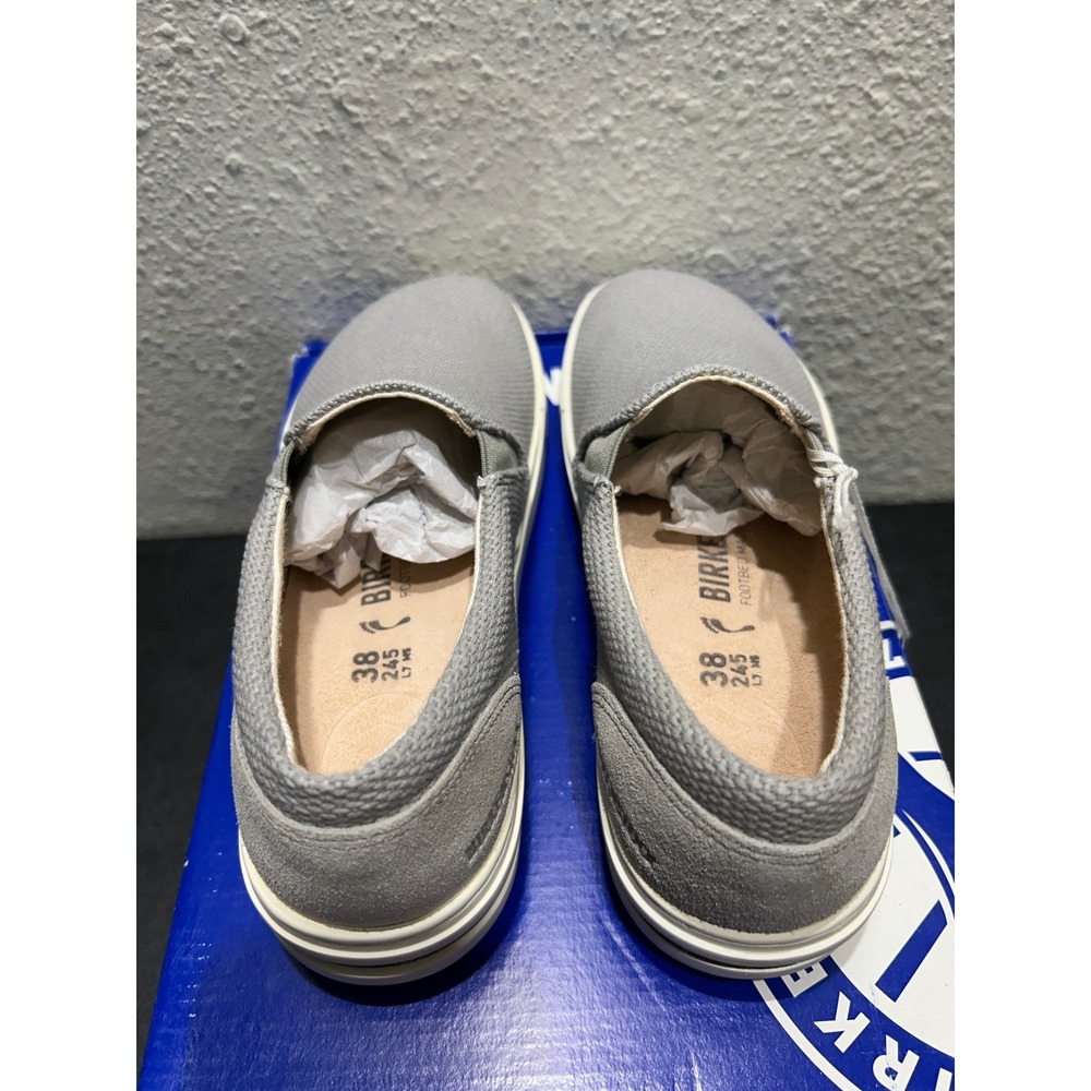 Birkenstock Barrie Slip On Sneaker Womens 38 L7 Grey Textile Suede New - Picture 4 of 10